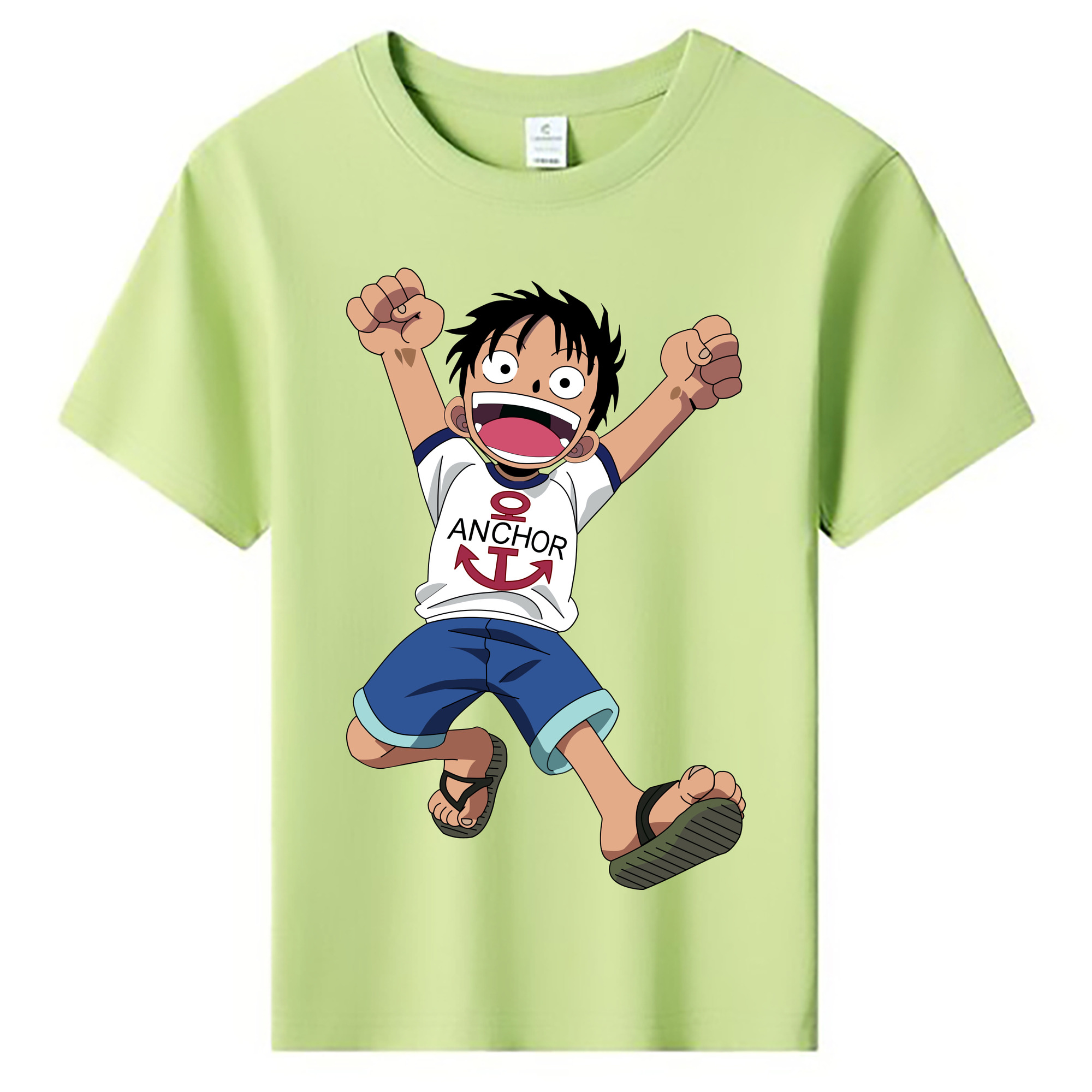 ワンピース モンキー・D・ルフィ ONE PIECE Monkey D. Luffy 綿100％キッズTシャツ（フロントプリント）